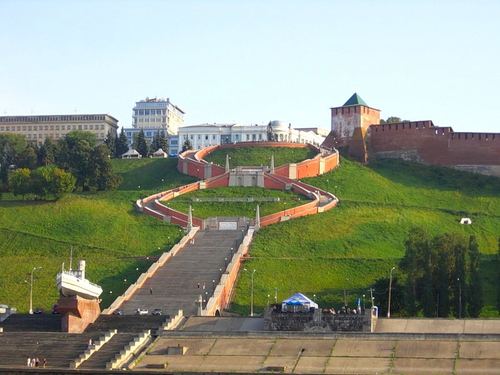 Чкаловская Лестница, вид с акватории Волги