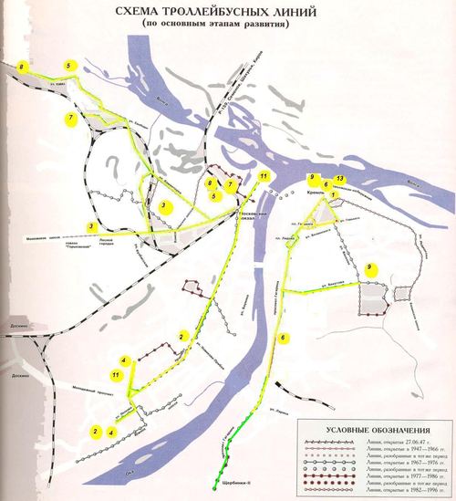 Trolleybus route development map of the City of Gorky / Nizhny Novgorod