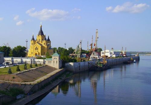 View of the river port from Kanavinsky Bridge