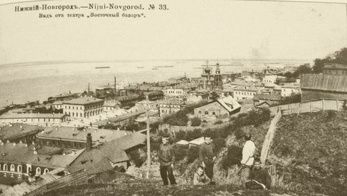 View of Rozhdestvenskaya, the Nizhnevolzhskaya Embankment , and Markin Square , late 19th century
