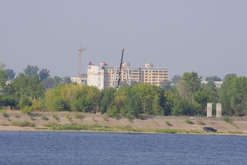 Строительство опоры на Борской стороне