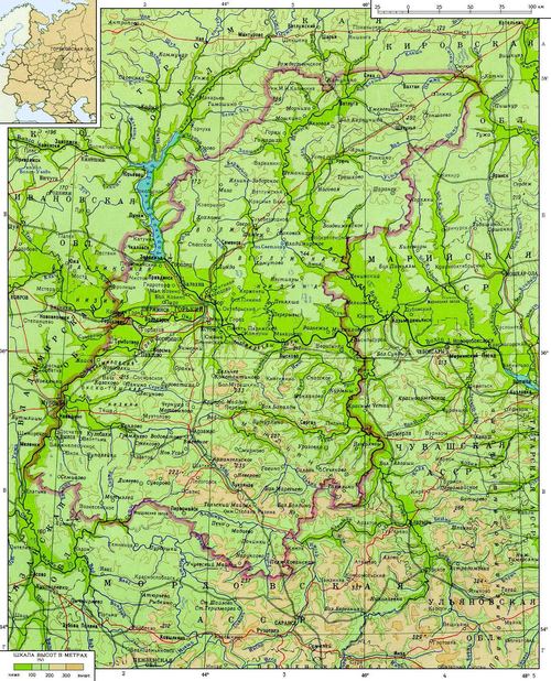 The Uzola River. Map of the Gorky ( Nizhny Novgorod Region ) Region
