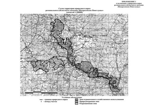 Layout of the park's territory. Scale 1:200 000