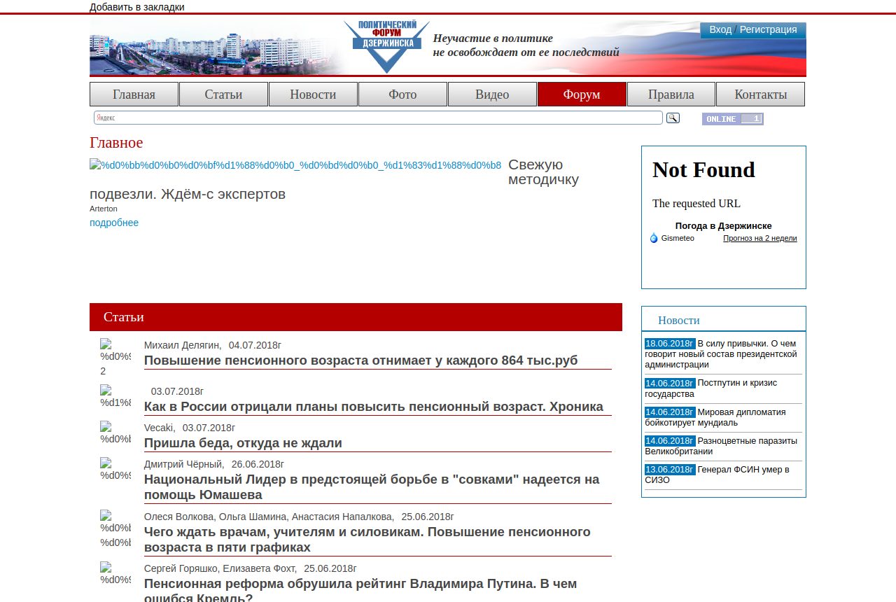 Главная страница 1dzer.ru в 2018 году